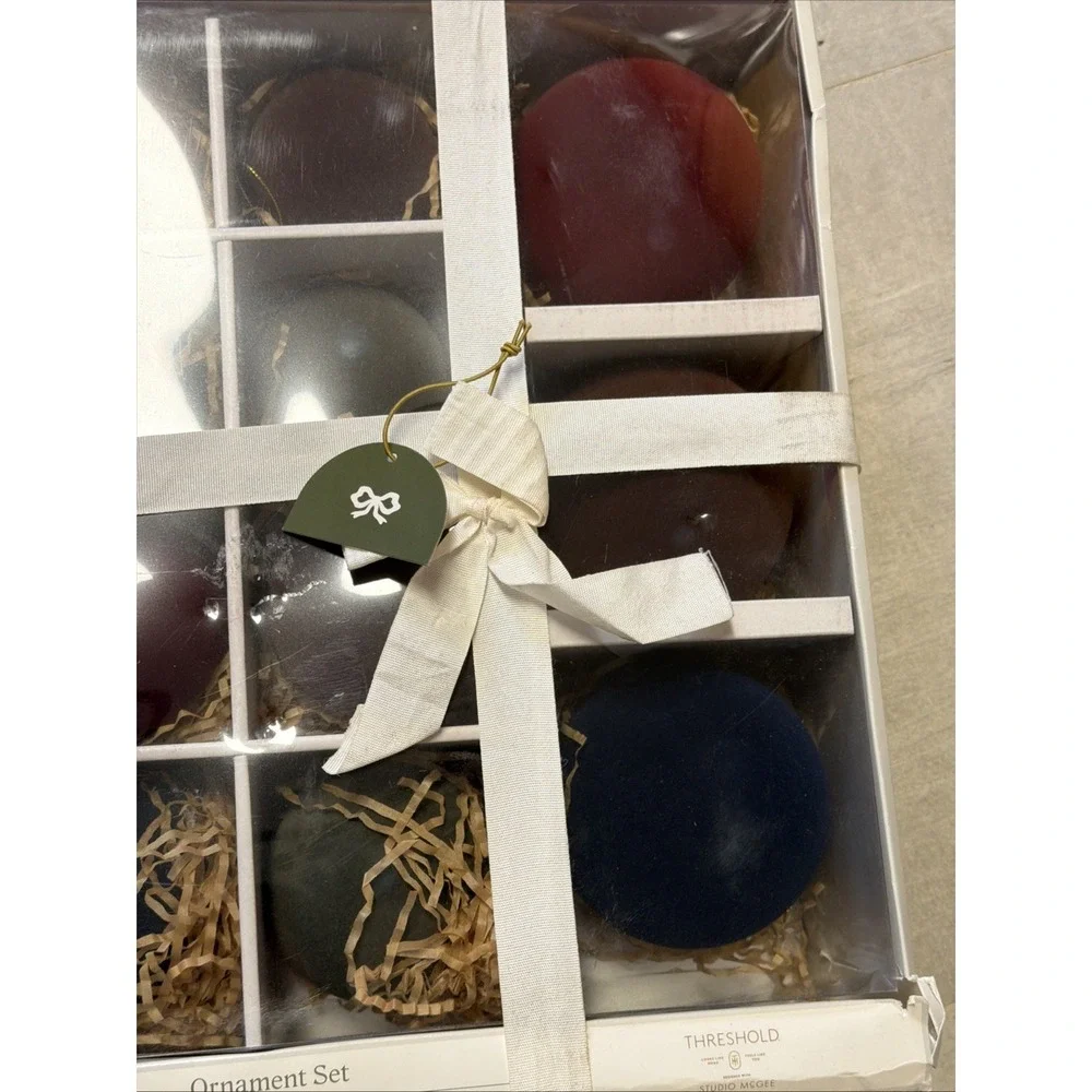 Set of 11 Velvet Christmas Ornaments Red/Green/Brown/Blue - Threshold Studio Mcg